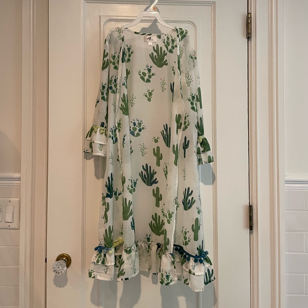 Adorable cactus Pom Pom beach cover up medium